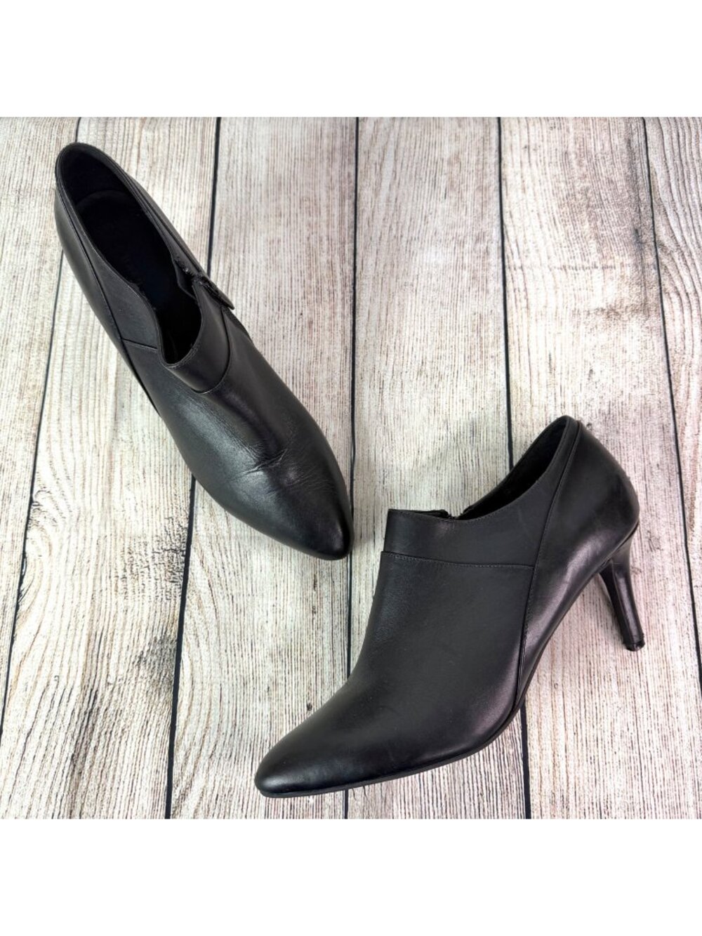 Cole Haan Lizette Black Leather Shooties Ankle Boots Booties Pointed Toe Sz 11B